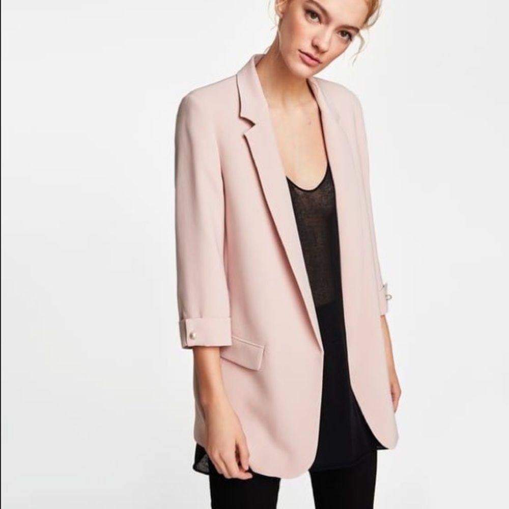Pink Zara long blazer
